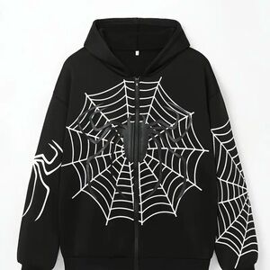 Y2K Spider Print zip up hoodie